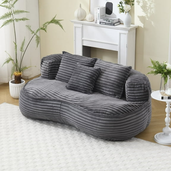 Homefun Bean Bag Lazy Loveseat Sofa Chair High Back Indoor Floor Lounger Adults Kids Accent Seating