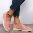 thumbnail image 2 of HEWUQI Loafers for Women Suede Cushioned Slip on Closed Toe Work Flat Shoes Comfortable Vintage Work Daily Casual Dress Moccasins Red Size 9.5, 2 of 4