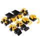 thumbnail image 5 of Juego de 8 vehículos de ingeniería de juguete para niños con mecanismo de retroceso: cargadora, montacargas, grúa, apisonadora, coche perforador y camión volquete. Amarillo, 5 of 7