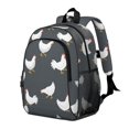 thumbnail image 2 of Rooster and Hen Grey Pattern Backpack for School, Cute School Bag with Adjustable Shoulder Straps and Padded Back, 15"x11.42"x5.5", 2 of 5
