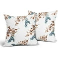 thumbnail image 2 of Brown and Teal Leaf Pillow Covers 18x18 Inch Set of 2 Vintage Blue Tan Leaves Pillow Covers Modern Outdoor Pillowscase Linen Square Cushion Covers for Sofa Couch Bedroom Living Room Home Decor, 2 of 6