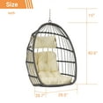thumbnail image 5 of Rattan Egg Chair for Outside, Hanging Swing Chair with Cushion, Hammock Chair Folding Design Porch Balcony Chair, Khaki, 5 of 9