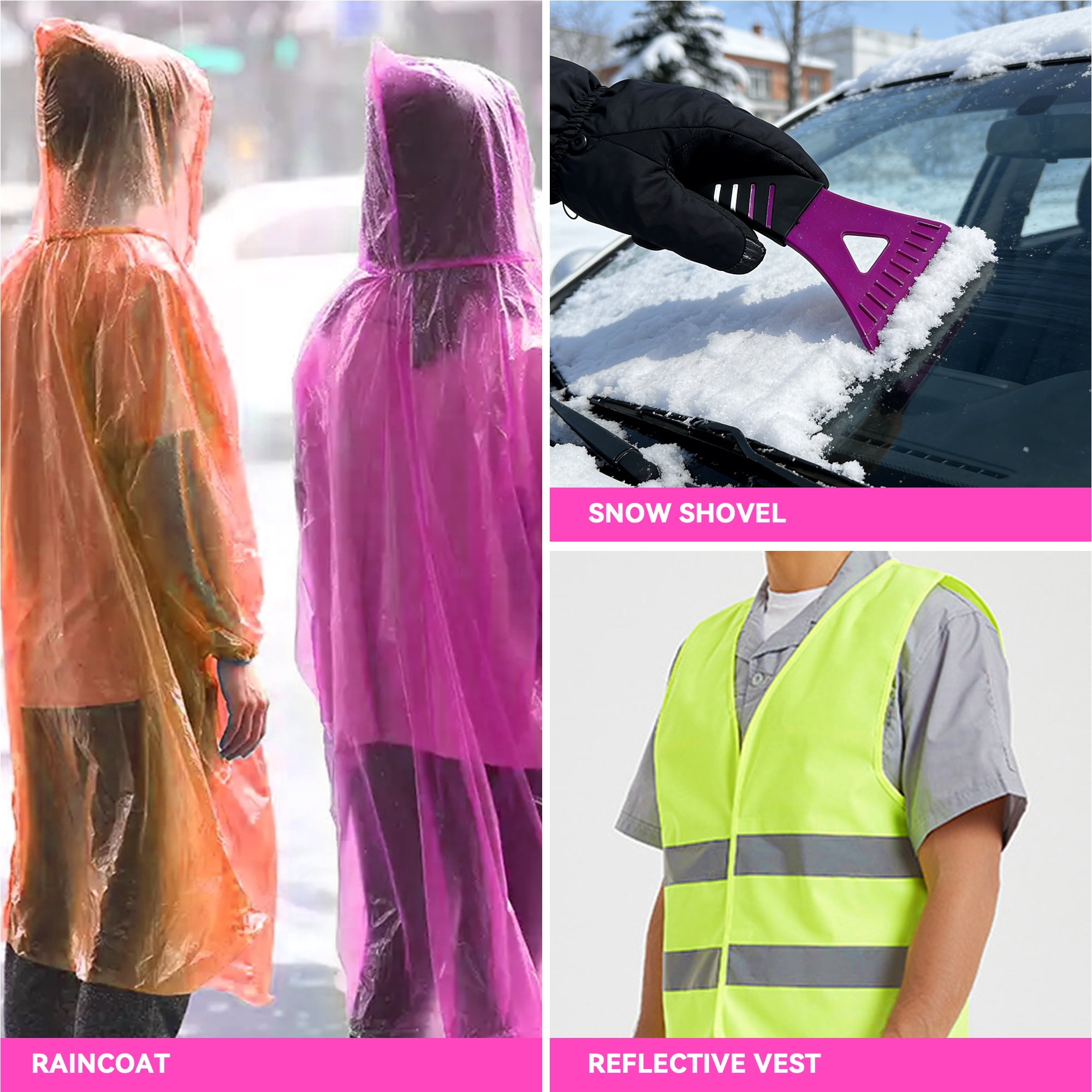 Pink Car Emergency Kit – Roadside Emergency Kit with Jumper Cables & Safety Tools