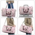 thumbnail image 5 of Garronmavis Pink Butterfly Floral Quilted Duffle Bag for Women, Large Weekender Overnight Travel Carry On Bag with Zipper Pocket & Luggage Sleeve for Gym, 5 of 7