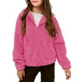 thumbnail image 2 of Girls Sherpa Fleece Jacket Full Zip Long Sleeve Stand Collar Outerwear Soft Fluffy Warm Casual Winter Coat for Kids, 2 of 8