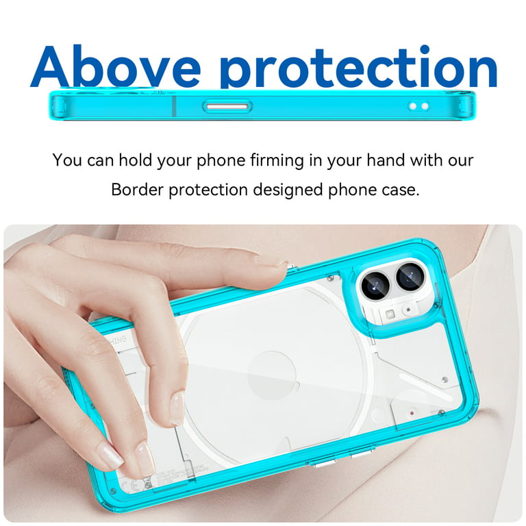 Dteck Case for Nothing Phone(1) 6.55  2022 Release, Rugged Acrylic Clear  Backplane + Soft Elastic Bumper Anti-fingerprint Drop Resistant Shockproof  Heavy Duty Protective Case, Skyblue 