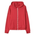 thumbnail image 6 of Otntypg Fall Jackets for Women Lightweight Casual Full Zip up Long Sleeve Hooded Pullover Sweatshirts Sherpa Fleece Lined Warm Hoodie Outwear Tops with Pockets Red XXL, 6 of 8
