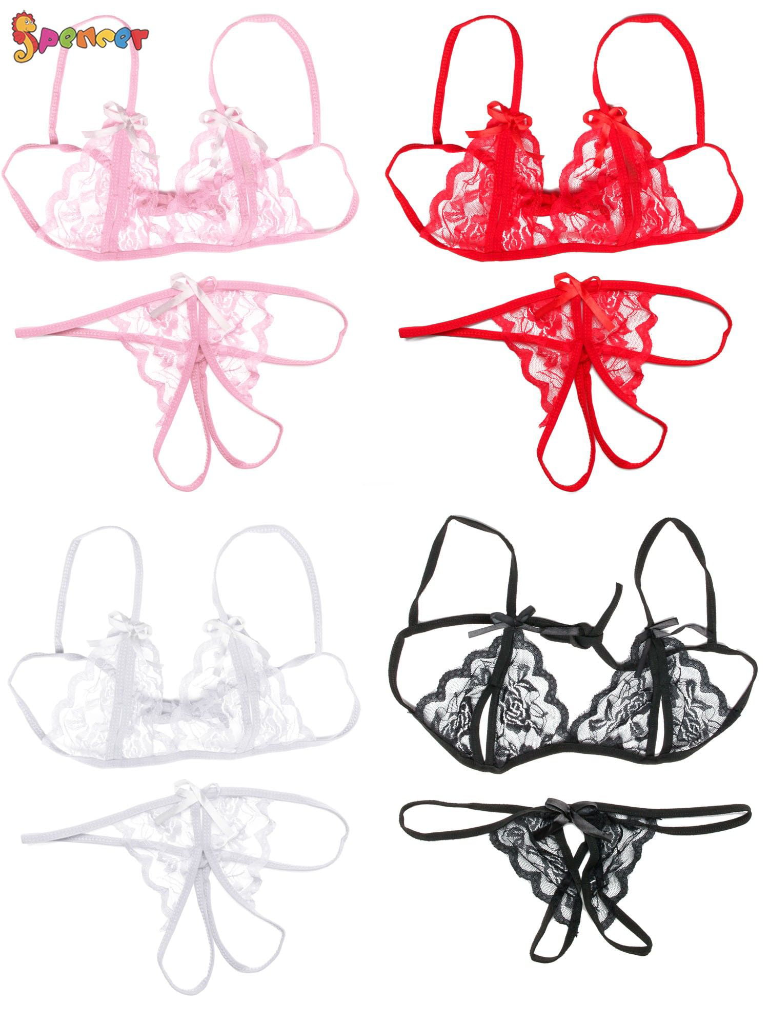 Spencer 2PCS Womens Sexy Lingerie Lace Bralette Bra Panty Set