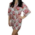 thumbnail image 1 of Women's Cotton Short Floral Robe - Bathrobe Flower Bridesmaids Dressing Gown, 1 of 3
