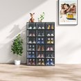 thumbnail image 5 of 18 Pack Clear Shoe Boxes Stackable, Shoe Storage Boxes for Closet, Sturdy Shoe Box Storage Containers with Clear Door, Breathable Mesh Shoe Box Set, Sneaker Storage, Easy to Assemble, Black, 5 of 7