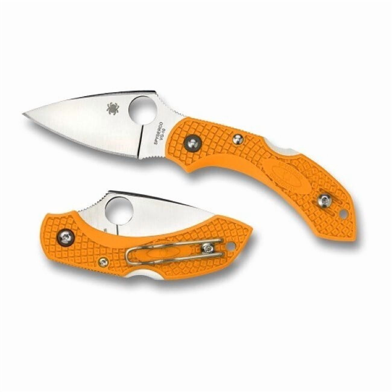Spyderco Dragonfly 2 Folding Knife 2-5/16" VG10 Plain Blade, Orange FRN Handles, Lockback - C28POR2