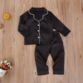 thumbnail image 4 of TheFound Bébé Pyjama Noir Satin, Bébé Garçon Manches Courtes / Longues Pantalons de Nuit, 4 of 6