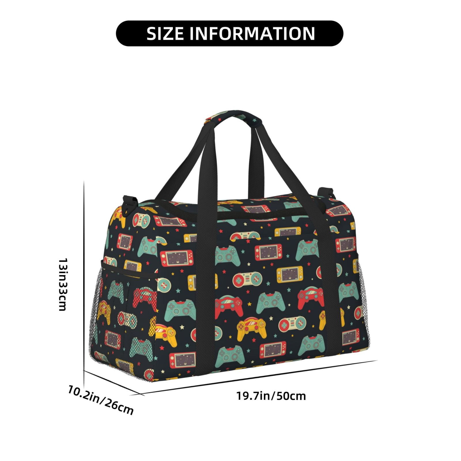 Fuzoiu Retro Video Game Print Travel Duffle Bag,Carry On Tote Bags,Duffel Bag,Sport Gym Bag, Hospital Bag for Labor and Delivery, Overnight Bag,Luggage Bag