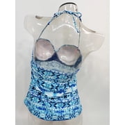 SO Blue Tie-Dyed Bandeau Halter Underwire Tankini Top Swimwear Juniors' Women's XS