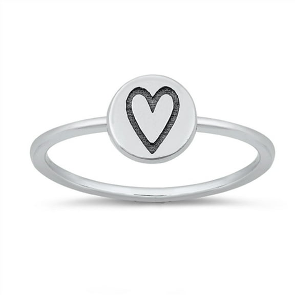 Sterling Silver Stamped Heart Ring Size 4