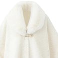 thumbnail image 4 of UTSJKR Women Large Faux Fur Collar Cape Coat Textured Fabric Buckle Fasten Loose Poncho Jacket for Winter Daily Look White, 4 of 4