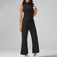 thumbnail image 2 of qolati Womens 2 Piece Outfits 2024 Summer Dressy Casual Mock Neck Tank Crop Top and High Waist Drawstring Wide Leg Pants Lounge Sets 2024 Fashion Tracksuit, 2 of 8