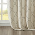 thumbnail image 4 of Fretwork Print Blackout Window Curtain, Grommet Top Window Curtain Panel for Living Room Bedroom, Scroll Geometric Fretwork Print Design Window Curtain Panel in Grommet Top, Beige+Grey, 4 of 9
