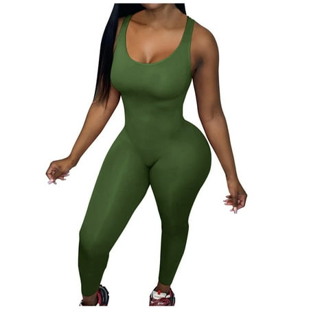 Generic Jumpsuits for Women Tummy Control Long Bodysuits for Women Full Length Yoga Full Body Suit