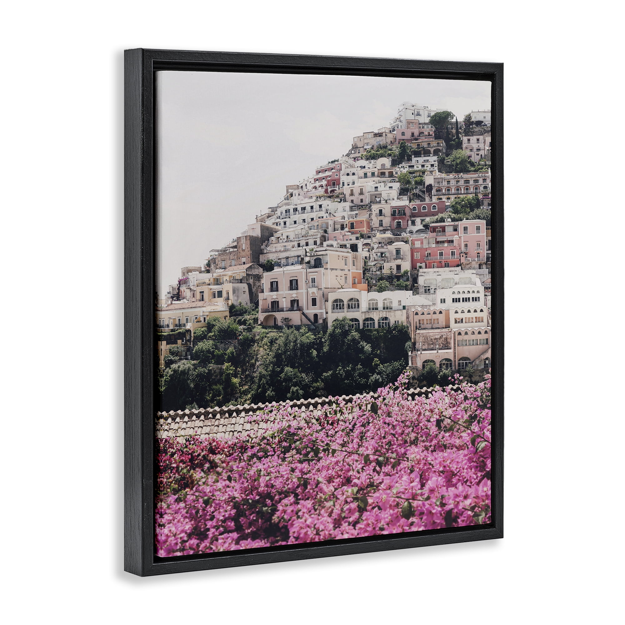 Stupell Industries Positano Town Architecture Cities & Countries Photography Black Floater Framed Canvas Art Print Wall Art, 17 x 21