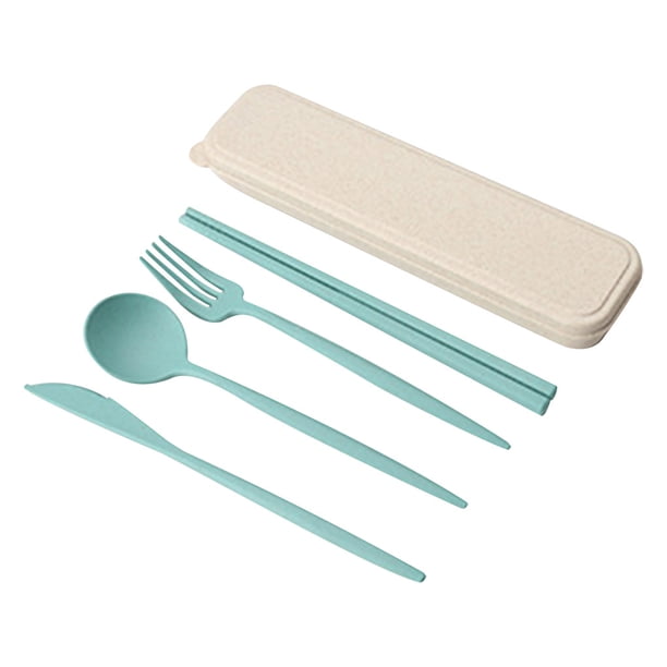 Matsuzay 4 unids/set juego de cubiertos de creatividad tenedor de paja de trigo palillos cuchara portátil reutilizable juego de vajilla con caja de Type10 NO10 Matsuzay HA006622-02