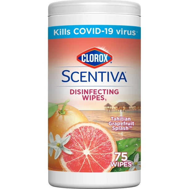 Clorox Scentiva Wipes, Bleach Free Cleaning Wipes Tahitian Grapefruit