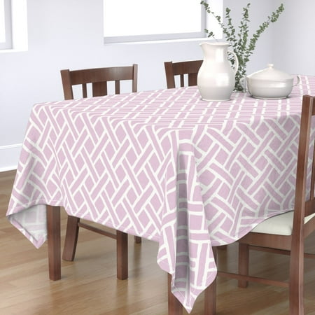 

Cotton Sateen Tablecloth 70 x 120 - Trellis Lilac Lattice Geometric Purple White Pastel Grid Print Custom Table Linens by Spoonflower