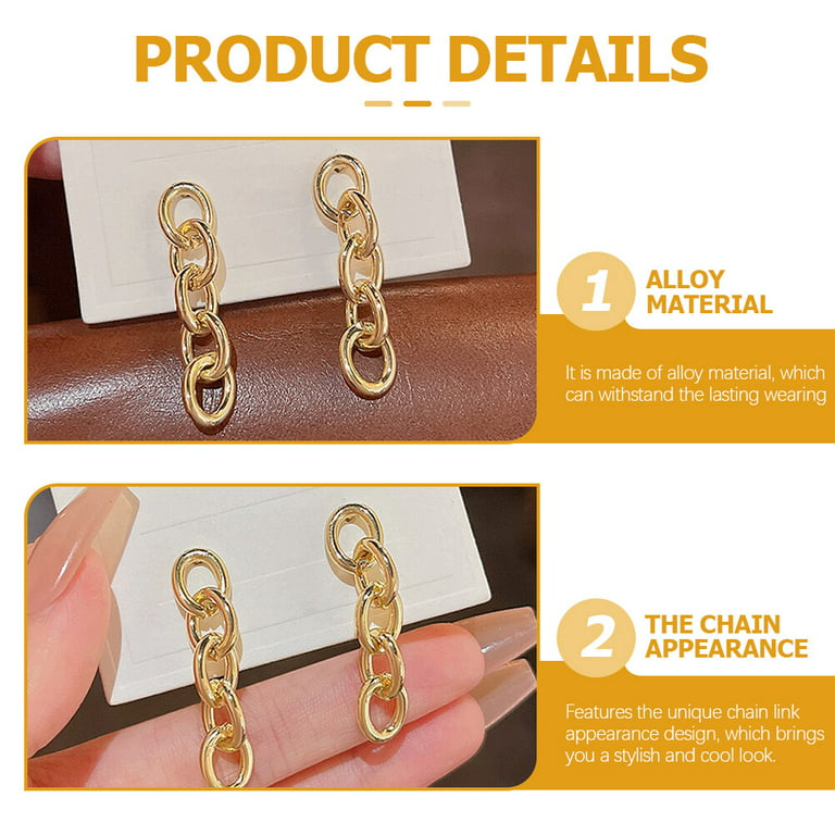 Geometric Chain Earrings Backs for Studs Women Hoops Fashion Jewelry  Pendant Trendy Miss 