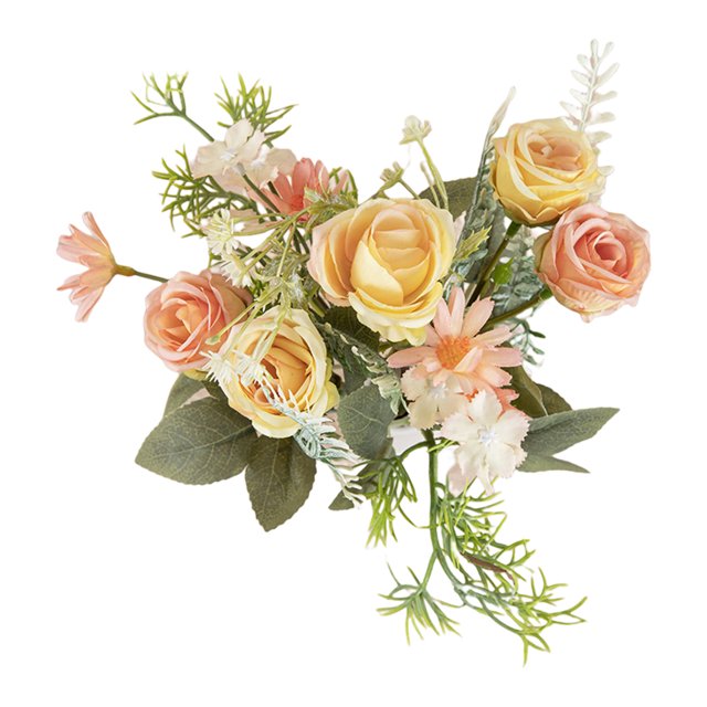 CSChome Artificial Flower Artificial Flower Bunch: Realistic Looking Non fading 5 Forks with 4 Rosebuds Perfect for Wedding Simulation Bouquets and Home Decor