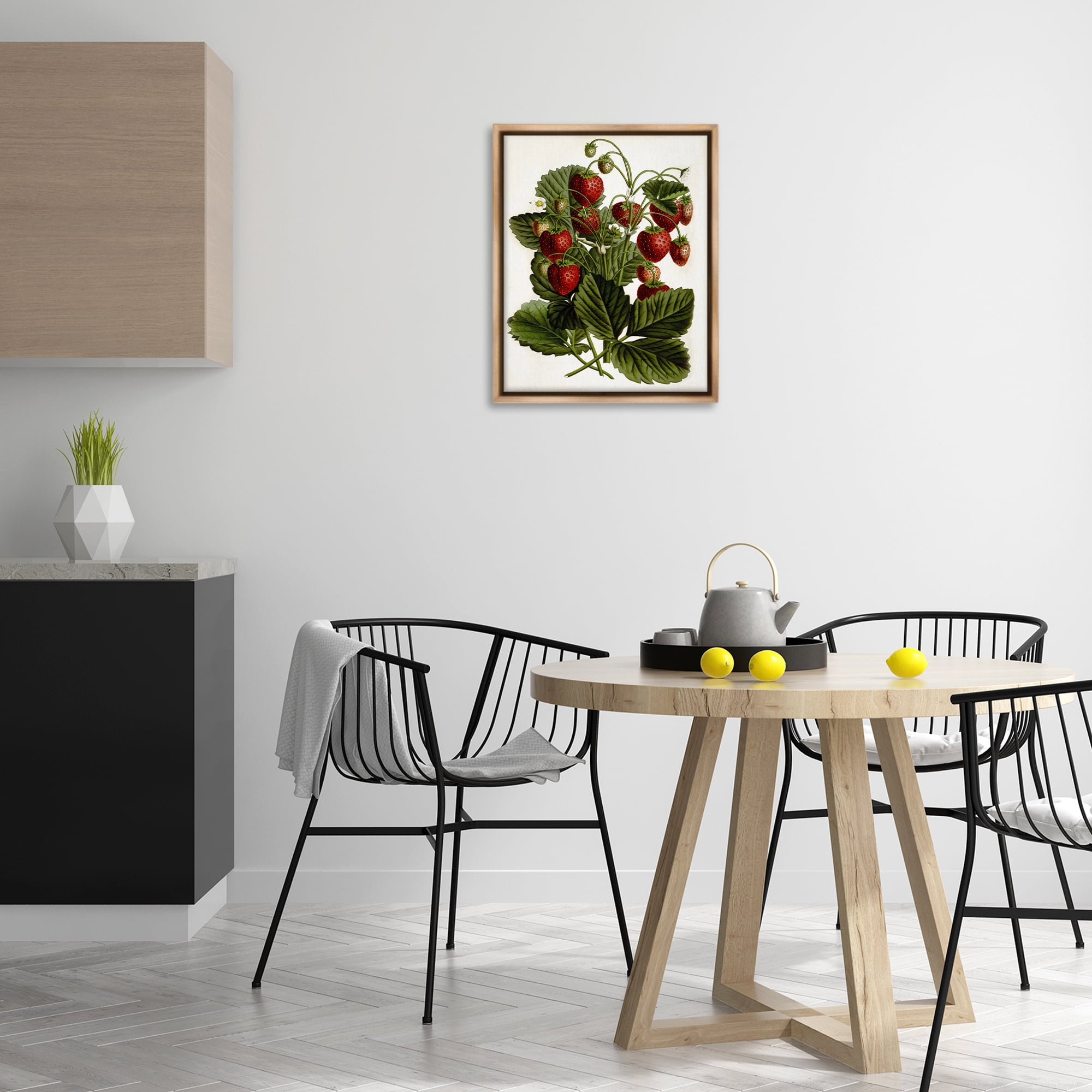 Stupell Industries Strawberry Plant Study Food & Beverage Painting Brown Floater Framed Art Print Wall Art, 17 x 21