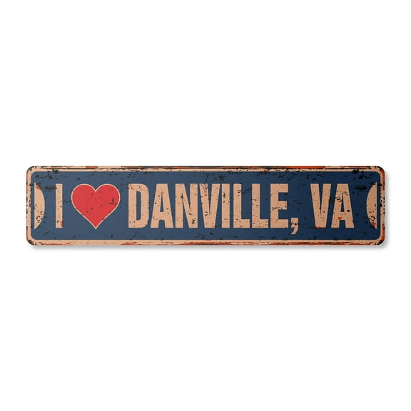 I LOVE DANVILLE VIRGINIA Vintage Plastic Street Sign va city state us wall road décor gift | Indoor/Outdoor | 24" Wide