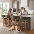 thumbnail image 2 of Guyou 26" Bar Stools Set of 4, Modern Chenille Upholstered Counter Height Bar Stools, Farmhouse Armless Bar Chairs with Solid Wood Legs & Padded Back for Kitchen Island/Dining Room Bar, Green, 2 of 10