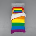 thumbnail image 1 of Pride Duvet Cover Set, Horizontal Rainbow Colored Flag of Gay Parade Freedom Equality Love Passion Theme, Bedding Set with Shams and Fitted Sheet, 3 Sizes, by Ambesonne, 1 of 3
