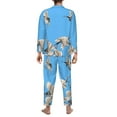 thumbnail image 7 of Salouo Japanese White Cranes Print Button-Front Long Sleeve Pajama Set for Men, Soft 2Pjs Men's Long Sleeve Sleepwear -Large, 7 of 7