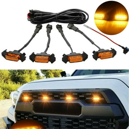 

Set Of 4Pcs Grille Led Amber Lights Light For Toyota RAV4 2019-2021 Waterproof