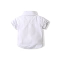 thumbnail image 6 of vera natura Toddler Boys Summer Outfit Sets White Short Sleeve Button Shirt + Solid Color Suspender Shorts, 6 of 9