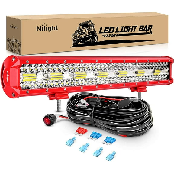 Nilight LED Light Bar 20Inch Triple Row Spot Flood Combo Lights with Wiring Harness Kit for Fog Light Driving Light Work Light on Off-Road Truck SUV ATV UTV, 2 Years Warranty