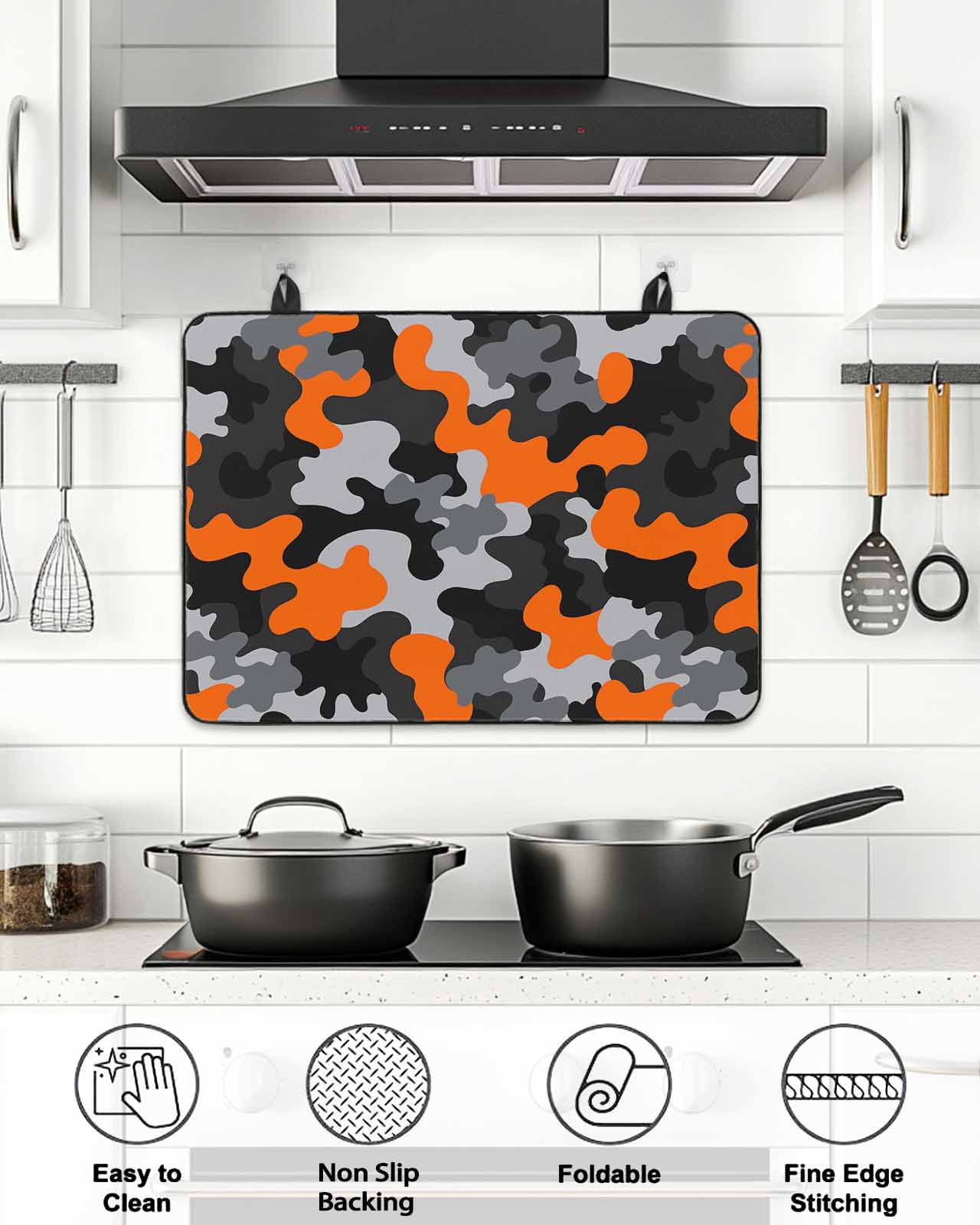Stove Top Covers for Electric Stove, Red Black Glass Stovetop Cover Protector, Modern Grey Boho Bohemian Stained Tie Dye Induction Cooktop Protector Oven Mat for Kitchen Countertop 24"x21"