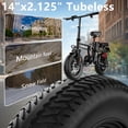 thumbnail image 3 of Folding Electric Bike, Peak 750W Motor 24MPH, 48V 20Ah Removable Battery 31Miles Ebike, 14" Lightweight Adults Electric Bicycles for Men/Women/Teens, City E-Bike, Full Suspension, 3 of 9