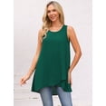 thumbnail image 4 of DARING DIVA Women's High Low Casual Sleeveless Chiffon Blouse Asymmetrical S Dark Green, 4 of 8