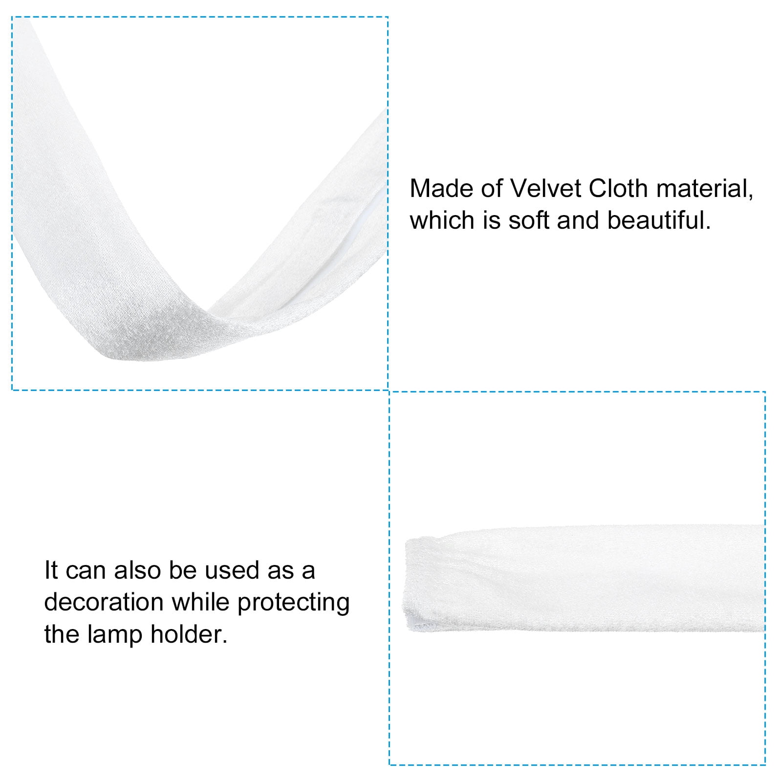 Uxcell 6Ft Chandelier Chain Cord Cover, 2 Pcs Velvet Cloth Fabric Chain Sleeve for Chandelier, Wires Swing, Cable, White