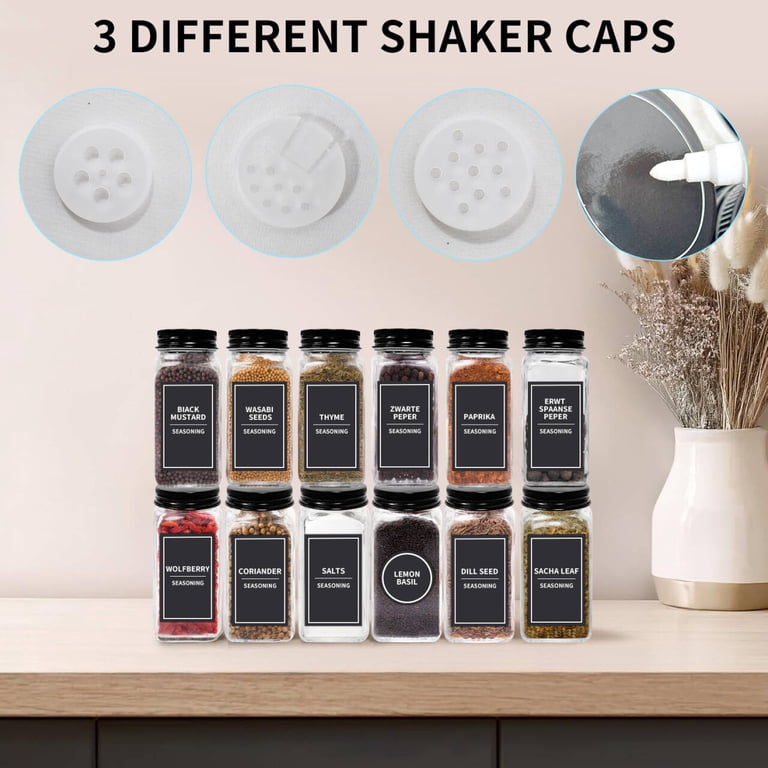 Enroslu 12-Piece Glass Spice Jar Set with Shaker Lids and Funnel photo 2