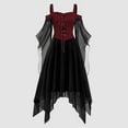 thumbnail image 2 of Halloween Outfits Gothic Style Dresses Plus Size Fashion Midi Dress Irregular Length with Flare Sleeves and Short Sleeve Party Dress for Women, 2 of 5