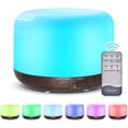 thumbnail image 1 of Marchred 300ML Essential Oil Diffuser with Remote Control,Ultrasonic Aromatherapy Air Diffuser Humidifier,Aroma Diffuser with 7 LED Color Changing Light for Large Room,Home (Dark Wood Grain), 1 of 6