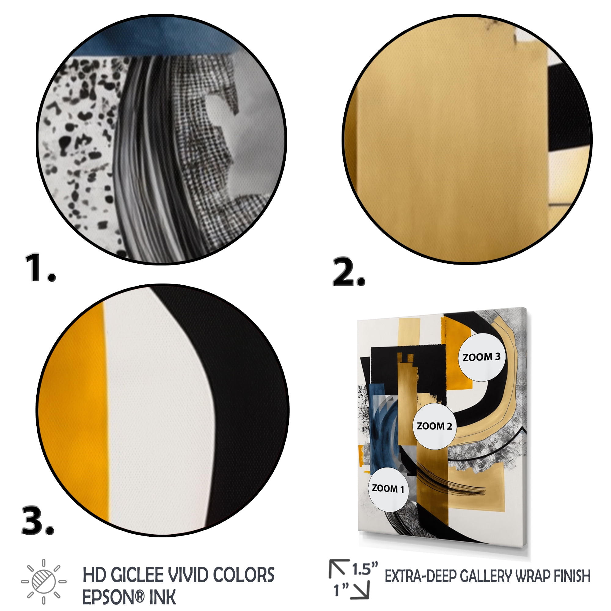 Designart Glam Gold And Black Expression I Canvas Wall Art