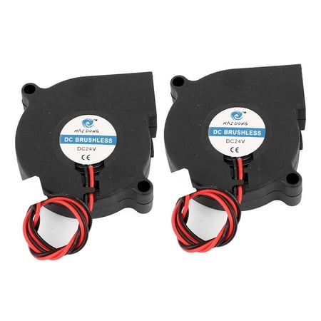 DC Brushless 2 Wires Case Cooling Blower Fan 50x50x15mm Black DC 24V 2Pcs
