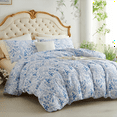 thumbnail image 5 of NAYOROOM Duvet Cover King Size,3 Pieces Botanical Floral Leaf Soft Comforter Cover Set for Adults,Blue White, 5 of 10