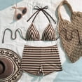 thumbnail image 4 of Vdoaml 2 Piece Swimsuit for Women Halter Triangle Bikini Top Board Shorts Set Ladies Summer Beach Bathing Suit L Coffee, 4 of 4