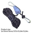 thumbnail image 2 of Cuerda reflectante de la línea de sujeción de la tienda de 6 mm x 5 m | Sistema de poleas metálicas ajustables | Cuerda de nylon con revestimiento reflectante para acampar Lonas de senderismo Toldos, 2 of 3