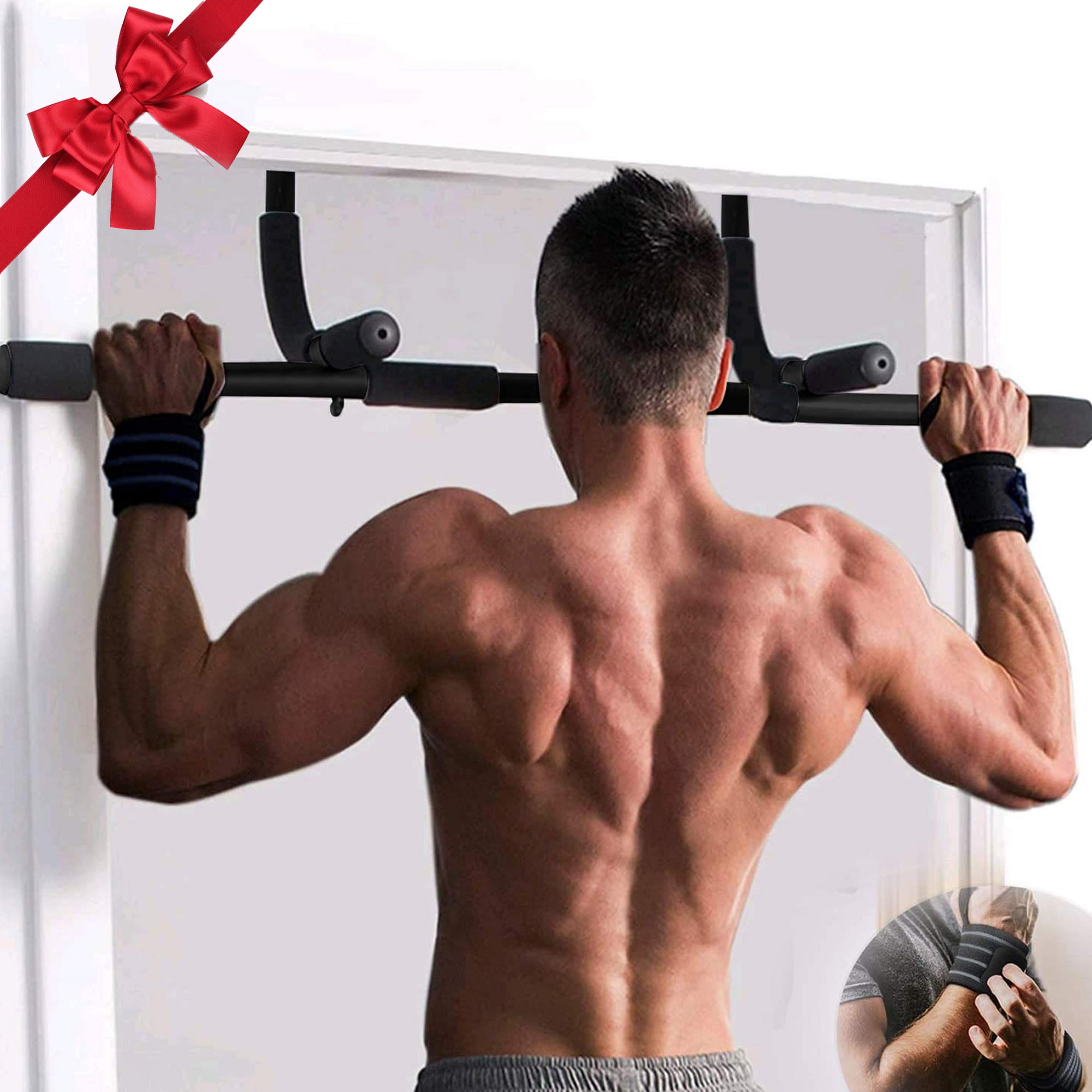 Doorway Pull-up/Chin-Up Bar Extreme Upper Body Strength Abs Fitness Workout Gym 